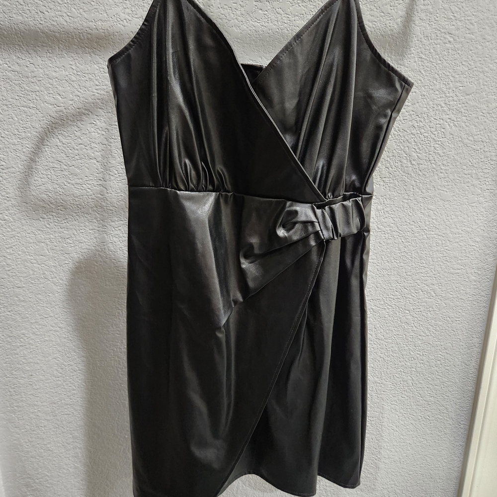 SHEIN Black Faux Leather Mini Dress
